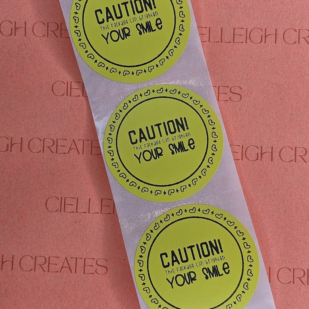 Caution This Package Can Brighten Your Smile  Packaging Sticker Label